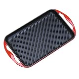 Le Creuset Enameled Cast-Iron 13-by-8-1 2-Inch Rectangular Skinny Grill, Red by Le Creuset