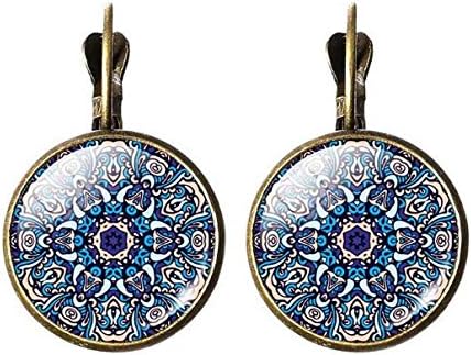 Women Jewelry Rhinestone Mandala Earrings Henna Earring For Women OM Symbol Buddhism Zen Retro Jewelry (2)