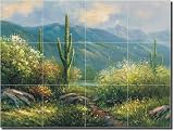 Cactus Trail Ceramic Tile Mural 12.75 x 17 Kitchen Shower Backsplash
