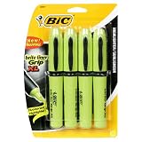 BIC Brite Liner Grip XL Highlighter, Yellow, 6-Count Packages of 4-Count Packs (Pack of 2) (48 Pens)