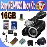 Sony NEX-VG20 Interchangeable Lens HD Handycam Camcorder (Body Only) + 16GB SDHC Memory + Extended Life Battery + Ac/Dc Rapid Charger + USB Card Reader + Memory Card Wallet + Deluxe Case w/Strap + Accessory Saver Bundle!