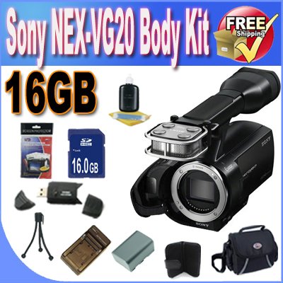 Sony NEX-VG20 Interchangeable Lens HD Handycam Camcorder (Body Only) + 16GB SDHC Memory + Extended Life Battery + Ac/Dc Rapid Charger + USB Card Reader + Memory Card Wallet + Deluxe Case w/Strap + Accessory Saver Bundle! Sony NEX-VG20 Interchangeable Lens HD Handycam Camcorder (Body Only) + 16GB SDHC Memory + Extended Life Battery + Ac/Dc Rapid Charger + USB Card Reader + Memory Card Wallet + Deluxe Case w/Strap + Accessory Saver Bundle!