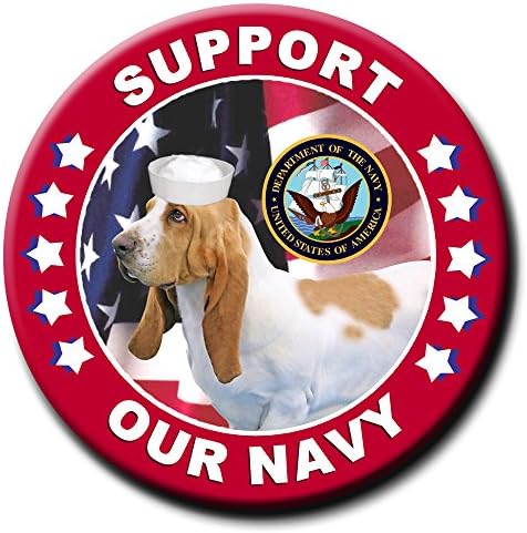 Basset Hound Navy Support Badge Button No 1