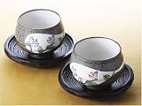 粉引の里 黒木茶托付ペアいっぷく碗 te08-08