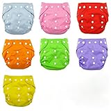 （HARU）カラフル 布 おむつ カバー 7枚 ボタンで簡単サイズ調整 ＆ドアストッパー 1個 セット (コットン)
