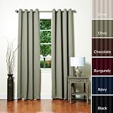 Premium Solid Grommet Top Thermal Insulated Blackout Curtain 264cm W x 229 cm L (104in X 90in) 1 Pair-OLIVE