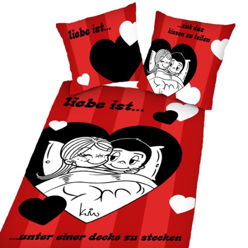 Childrens Toyshop  Spielwaren : Herding 4471 39 050 Bettwäsche "Liebe ist . . . ", (Your Best), Größe: 80/80 - 135/200 cm, Material: 100 % Baumwolle, (Linon)