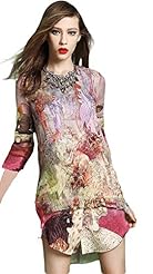 Polyester/Silk Vintage Lace Spring Summer General Print Short Mini Dress 