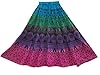Boho Maxi Skirt Multi Color Tie Dye Flared Pink Blue Skirts for Women