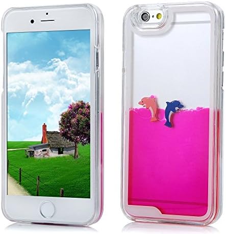 iPhone 5S Cute Case, iPhone 5 Fashion Case, Bingomax [Clear with Design] iPhone 5S/5 Cute Protective Case Scratch Free [Transparent See Through] Hard Cover Flowing Liquid Swimming Fish 3D Slim Case with Free Accessories for Apple iPhone 5S 5G 5 - Hot Pink