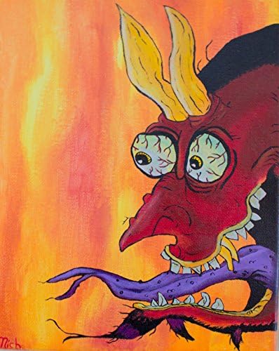 Art print based upon my original acrylic painting of a cartoon devil. Matted and ready to hang or frame.