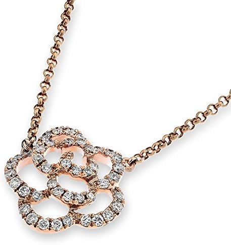the grace eboutique 18K/750 Yellow Gold Rose FLower Diamond Necklace