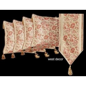 Aubusson Style Cushion pillow Cover + Table Runner 03G by Emblem Co.