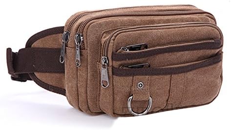 Coosports men Canvas Chest Waist Backpack Pouch Backbag Travel Military Bag Brown