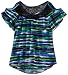 Paperdoll Girls 7-16 Printed Knit Cold Shoulder Top with Lace Inset Around Neck