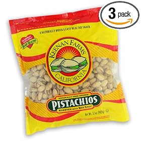 Keenan Farms Pistachio with Sea Salt, In-Shell Reclosable Natural, 32-Ounce Bags (Pack of 3)