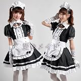 New Japanese Coffee Shop Waitress Cosplay Lolita French Maid Costume Dress FULL set M Size ~ Coser
