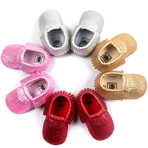 Pretty Baby Gifts - Shiny Handmade Tassels Soft Sole Shoes First Step in Learning to Walk Baby Shoes