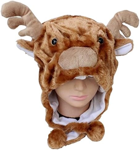 LightYear Plush Fur Animal Reindeer Elk Wapiti Children Christmas Santa Winter Hat