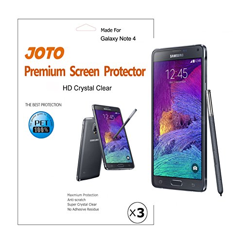 Galaxy Note 4 Screen Protector - JOTO Screen Protector Film Ultra Crystal Clear (Invisible) for Samsung Galaxy Note 4, SM-N910 (2014) International and Unlocked, with Lifetime Replacement Warranty (3 Pack)