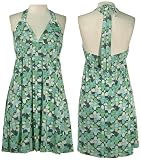 JOHNNY MARTIN Stretch Green Flower Halter Dress, 4720101