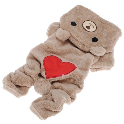 Pet Puppy Dog Love U Red Heart Bear Warm Fleece Hoodie Winter Clothes Jumpsuit Coat Clothes Hooded Coat,Asian size:XL/L/M/S/XS