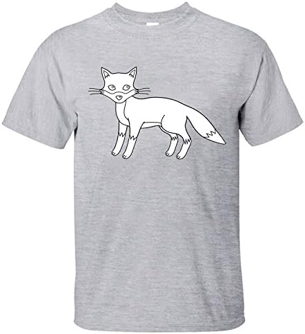 Yourun Men's Cute Fox Outline Cotton T-shirt grey S