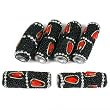6 Black & Red Kashmiri Tube Metal Beads Beading 27-29mm