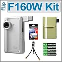 Flip Video F160W (White) 60-Minute Camcorder +Plus+ Accessory Kit