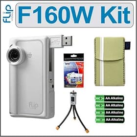 Click here to buy Flip Video F160W (White) 60-Minute Camcorder +Plus+ Accessory Kit by Pure Digital.