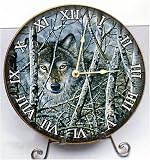 Artworks Home Accents~ Wolf in Trees ~Wood WALL CLOCK~country home d&eacute;cor ~ code 694