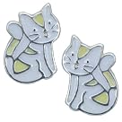 Tomas Sterling Silver Enamel Stud Earrings - Sitting Cat with Cream Stripes