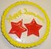 Gourmet Food : Cookie Cake Pie with Brownie Chunk Cookie and Hazelnut Cake 9"-Topped with Tropical Punch and Orange Starfish Gummies