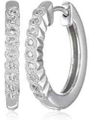 10k Gold Bezel Diamond 0.15 cttw Hoop Earrings