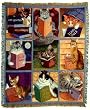 Cats with Books Tapestry Throw Blanket