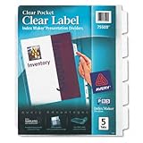 IMAGE OF Avery Index Maker Clear Pocket Clear Label Dividers, 5-Tab Set, 1 Set (75500)