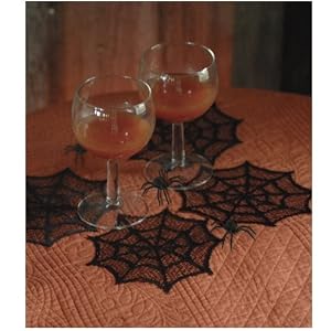  Black Set of 6 Spider Web 6-Inch Round Doilies by Heritage Lace