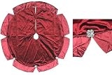 48 Burgundy Christmas Tree Skirt With Brooch Rhinestone Accents