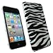 igadgitz Etui Housse Poche Hardcase Case Coque Rigide de couleur Noir et Blanc avec motif bandes de z�bre pour Apple iPod Touch 4G 4�me Gen G�n�ration 8 go gb 32 go gb & 64 go gb + protecteur d'�cran