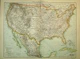 1895 UNIVERSAL MAP NORTH AMERICA FLORIDA BAHAMAS