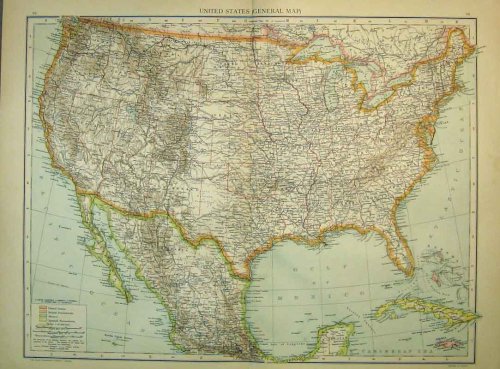 1895 UNIVERSAL MAP NORTH AMERICA FLORIDA BAHAMAS