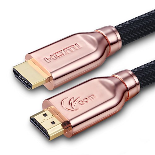 Czoom HDMI Cable 15 Feet - HDMI 2.0 - High Speed 18Gbps - Nylon Braided Cord - Gold Plated Connectors - Supports 2160P(4K),3D,with Ethernet and Audio Return ,Rose-Gold