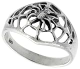 Sterling Silver Polished Spider in a Web Ring