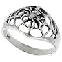 Sterling Silver Polished Spider in a Web Ring