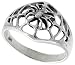 Sterling Silver Polished Spider in a Web Ring