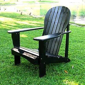 Patio adirondack chair black cedar wood high back support lead free by