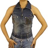 Women's Baby Phat Classic regular wash denim sleeveless coat