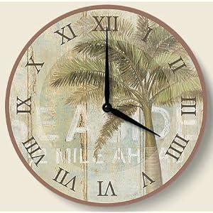 To the Beach Palm Tree Theme Kitchen Wall Clock by