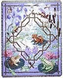 A Frogs Life Frog Pond, Lily Pad etc Cotton Tapestry Throw Blanket