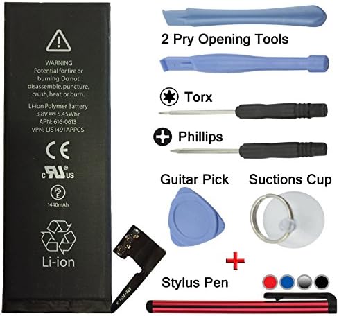 iPhone 5 5G Li-Ion Battery Replacement + TOOL SET - This Rechargeable lithium-ion polymer battery will replace your exhausted internal battery on iPhone 5 (5th Generation) + Stylus